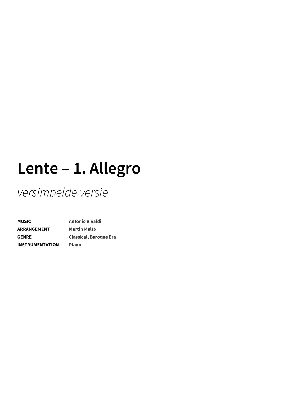 Lente – 1. Allegro - Title Page