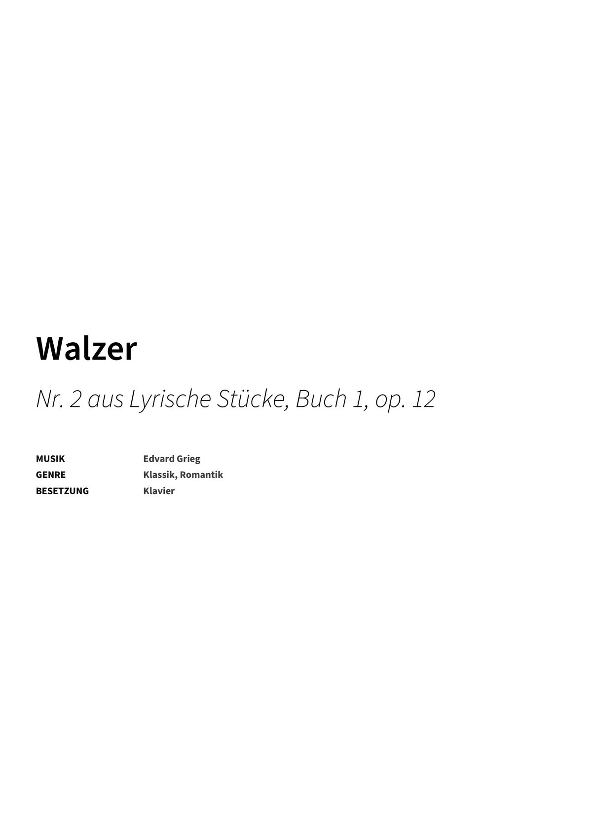 Walzer - Title Page