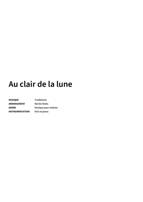 Au clair de la lune - Title Page