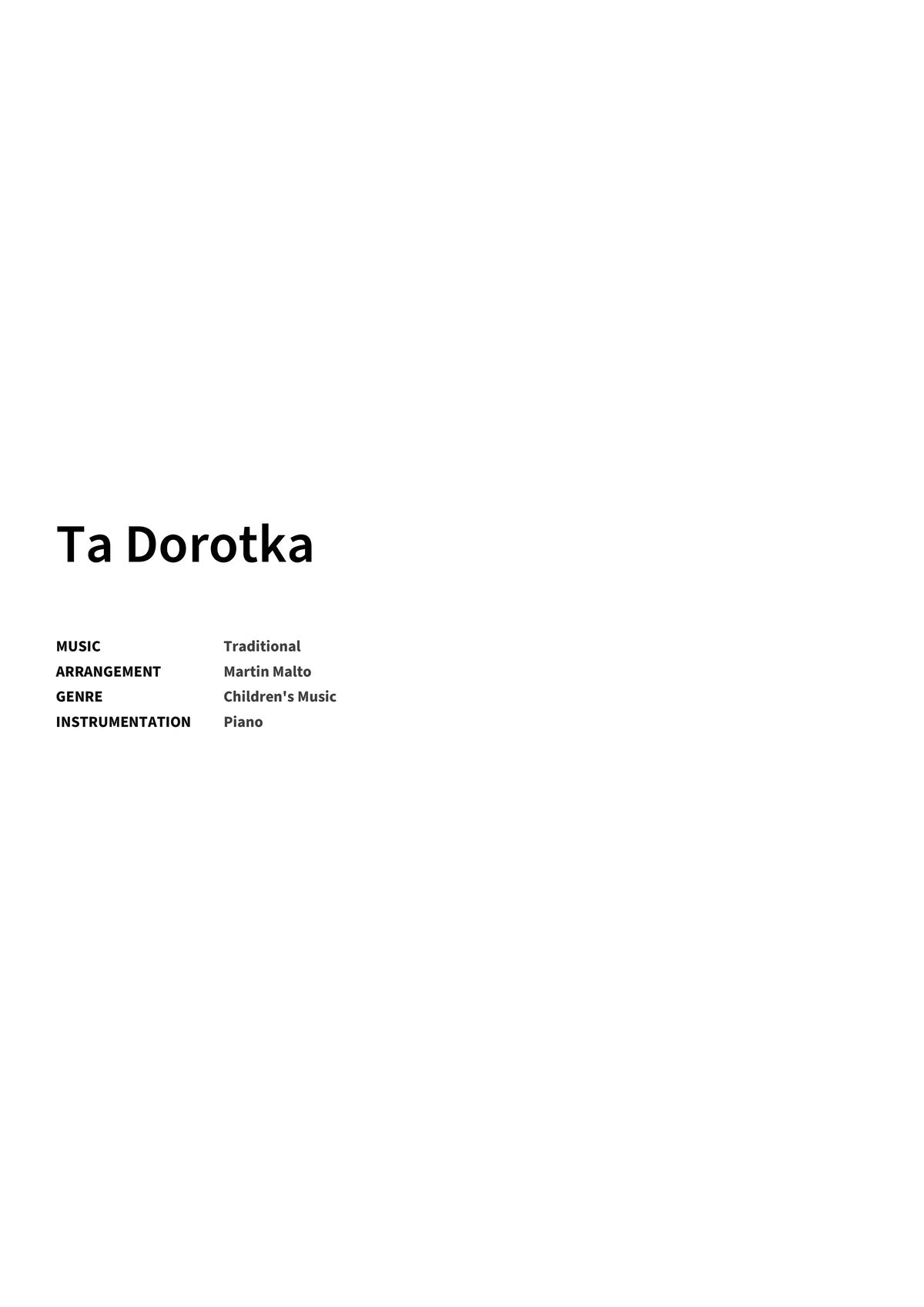 Ta Dorotka - Title Page