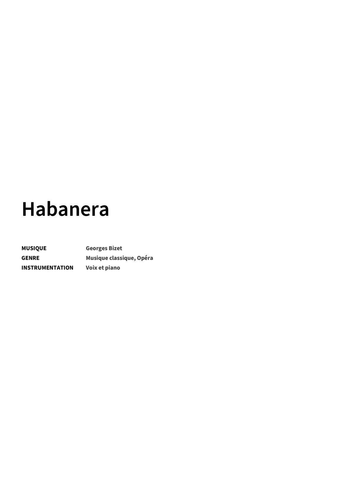 Habanera - Title Page