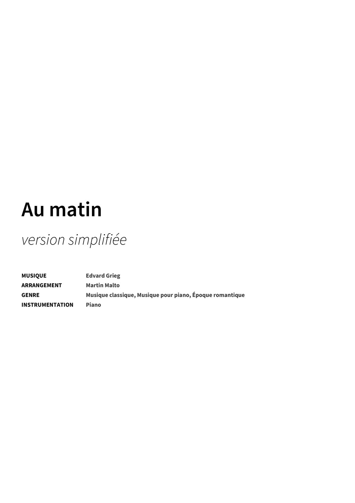 Au matin - Title Page