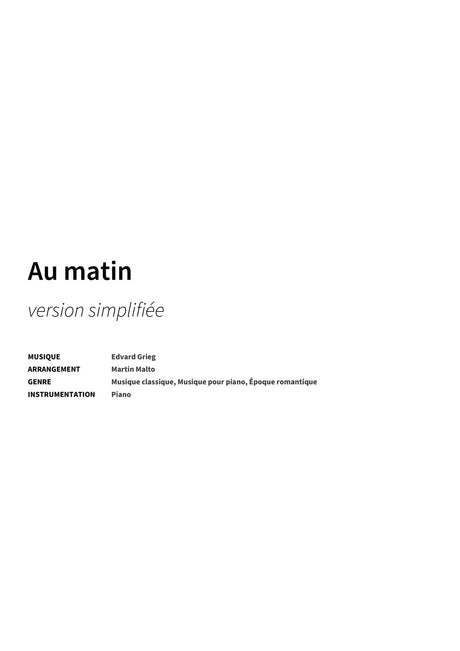 Au matin - Title Page
