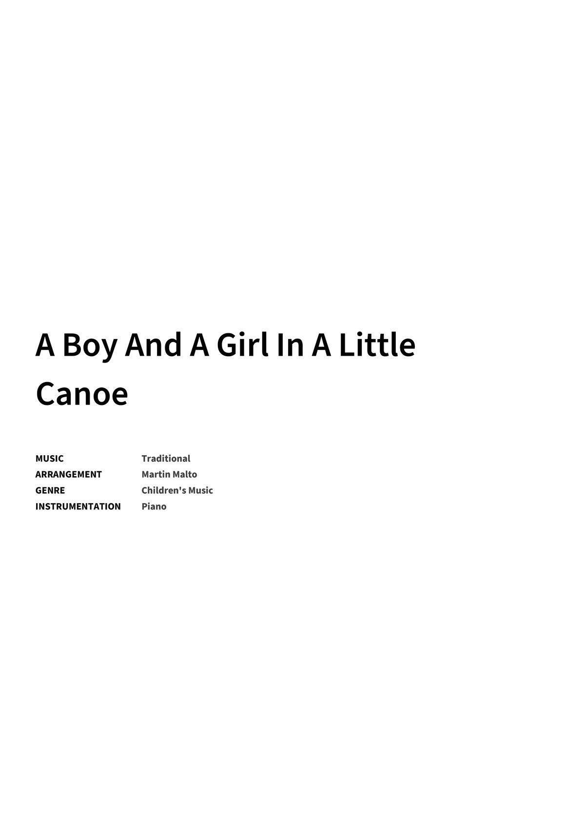 A Boy And A Girl In A Little Canoe - Title Page