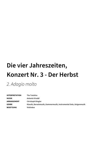 Die vier Jahreszeiten, Konzert Nr. 3 - Der Herbst - Title Page
