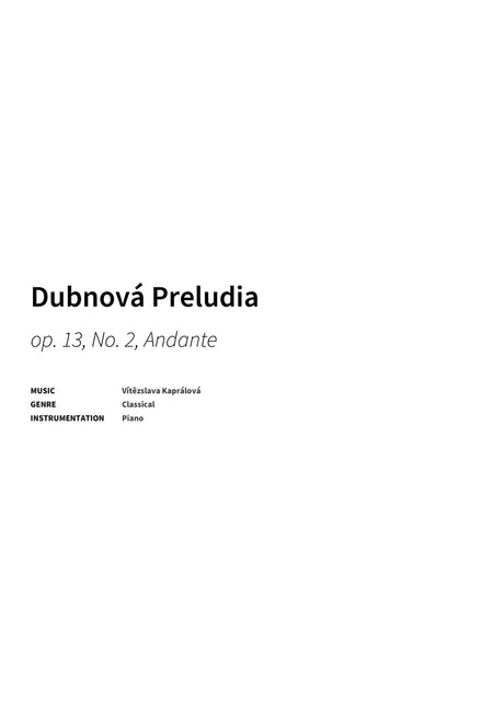Dubnová Preludia - Title Page