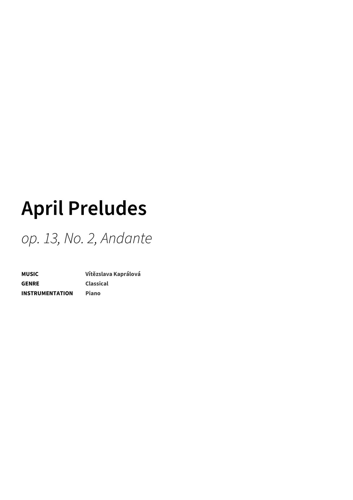 April Preludes - Title Page