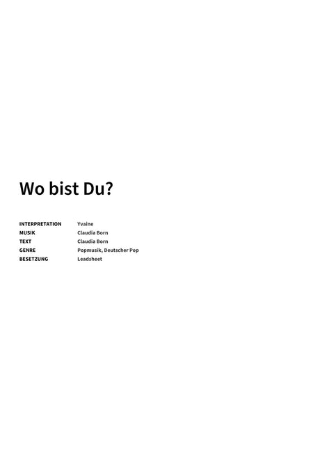 Wo bist Du? - Title Page