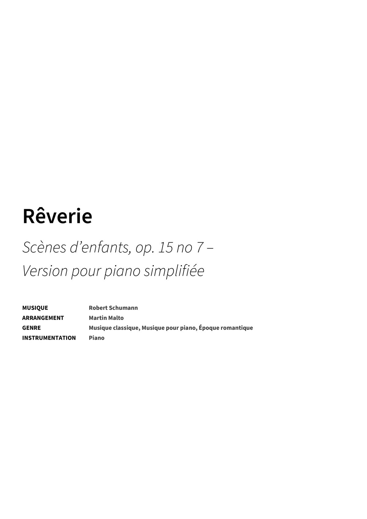 Rêverie - Title Page