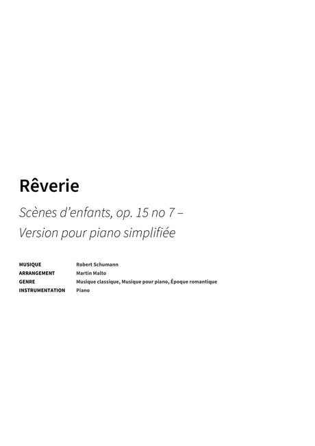 Rêverie - Title Page