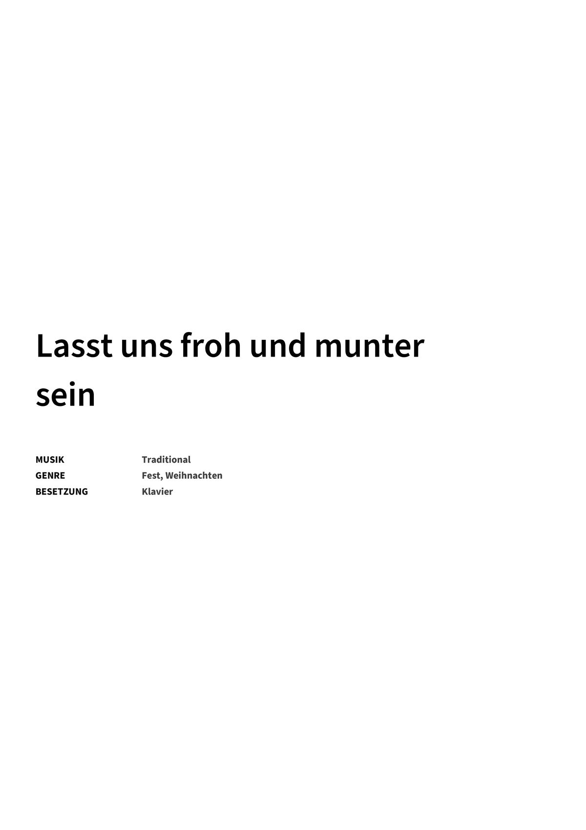 Lasst uns froh und munter sein - Title Page