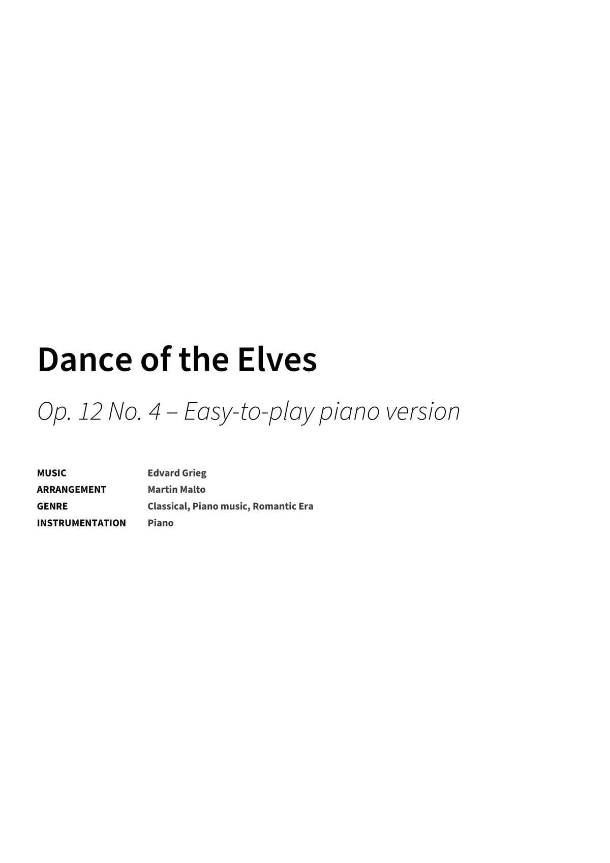 Dance of the Elves - Title Page