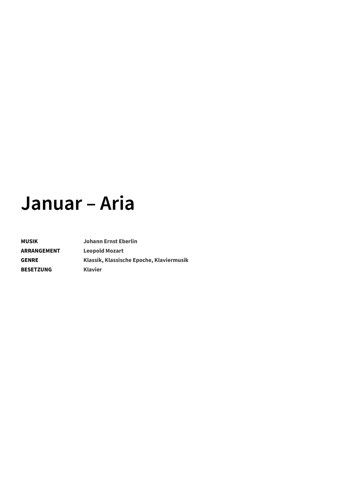 Januar – Aria - Title Page