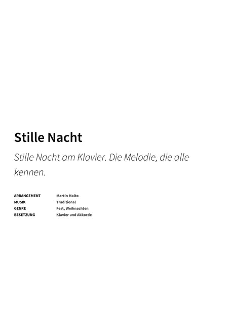 Stille Nacht - Title Page
