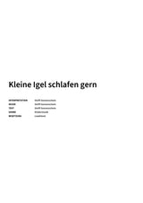Kleine Igel schlafen gern - Title Page