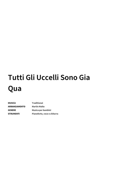 Tutti Gli Uccelli Sono Gia Qua - Title Page