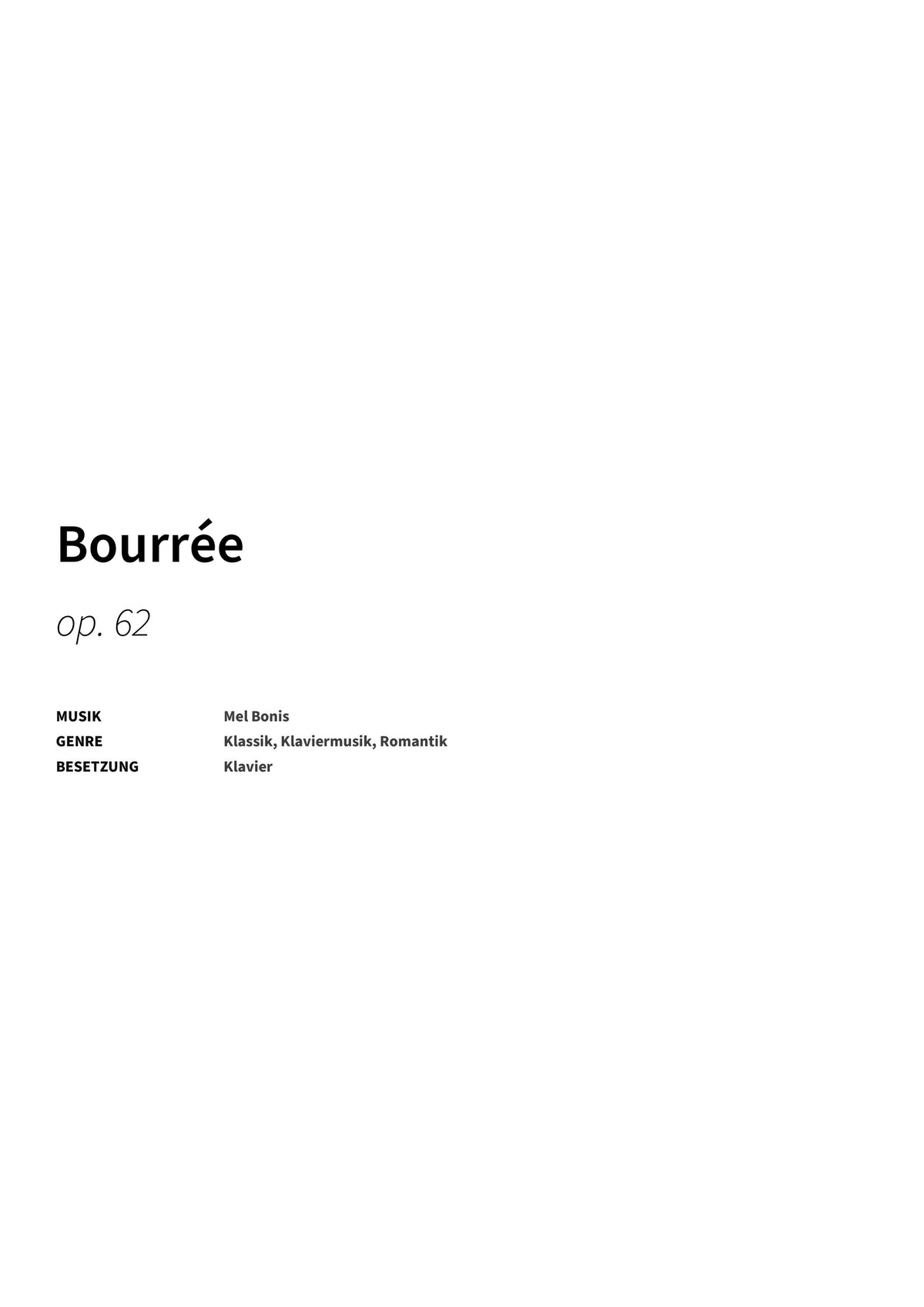 Bourrée - Title Page