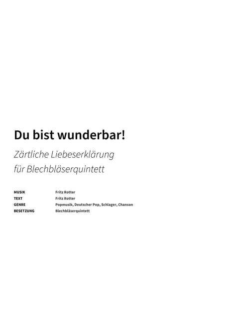 Du bist wunderbar! - Title Page
