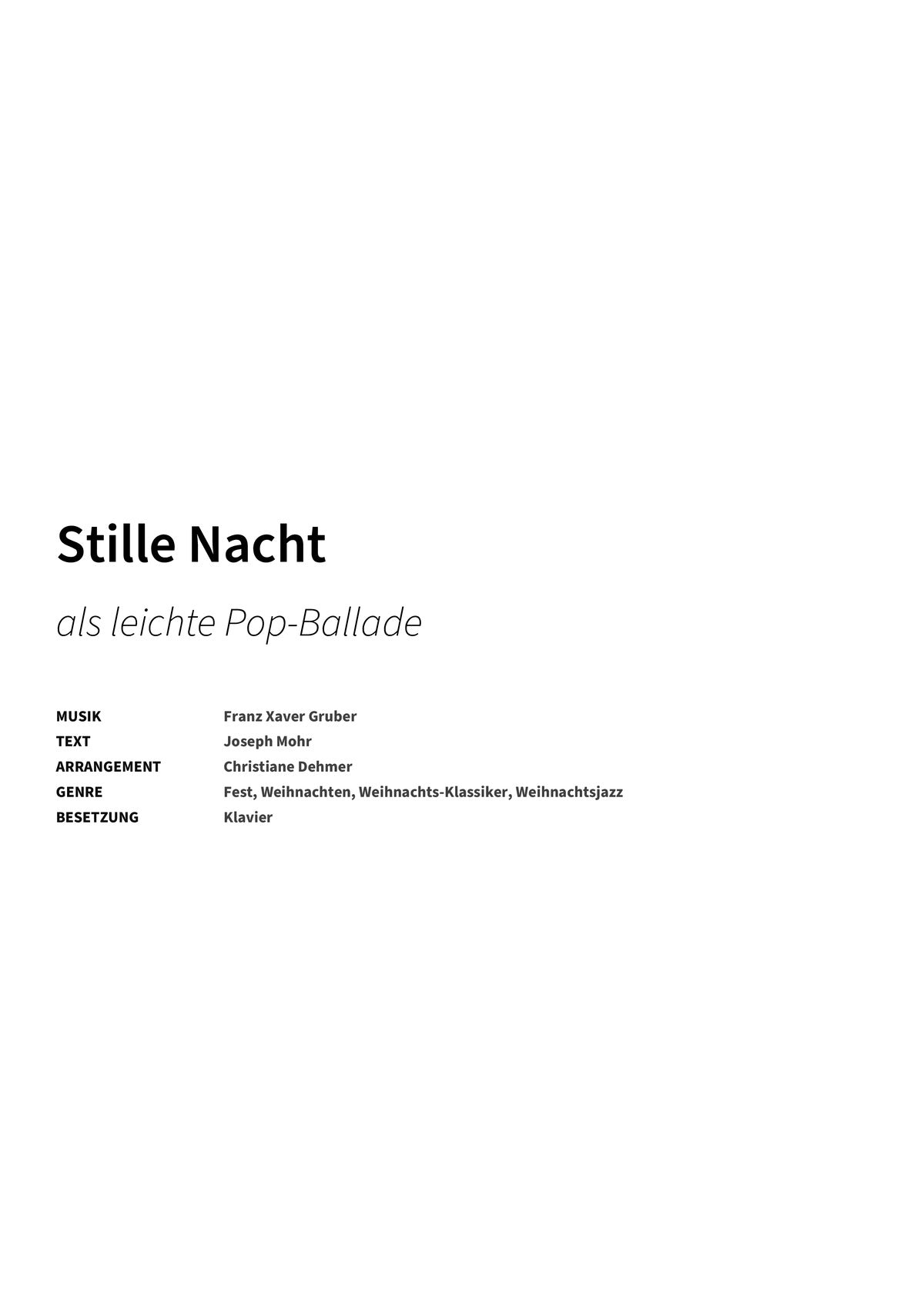Stille Nacht - Title Page