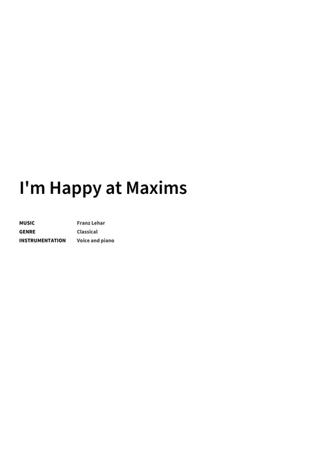 I'm Happy at Maxims - Title Page