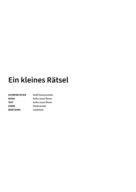 Ein kleines Rätsel - Title Page