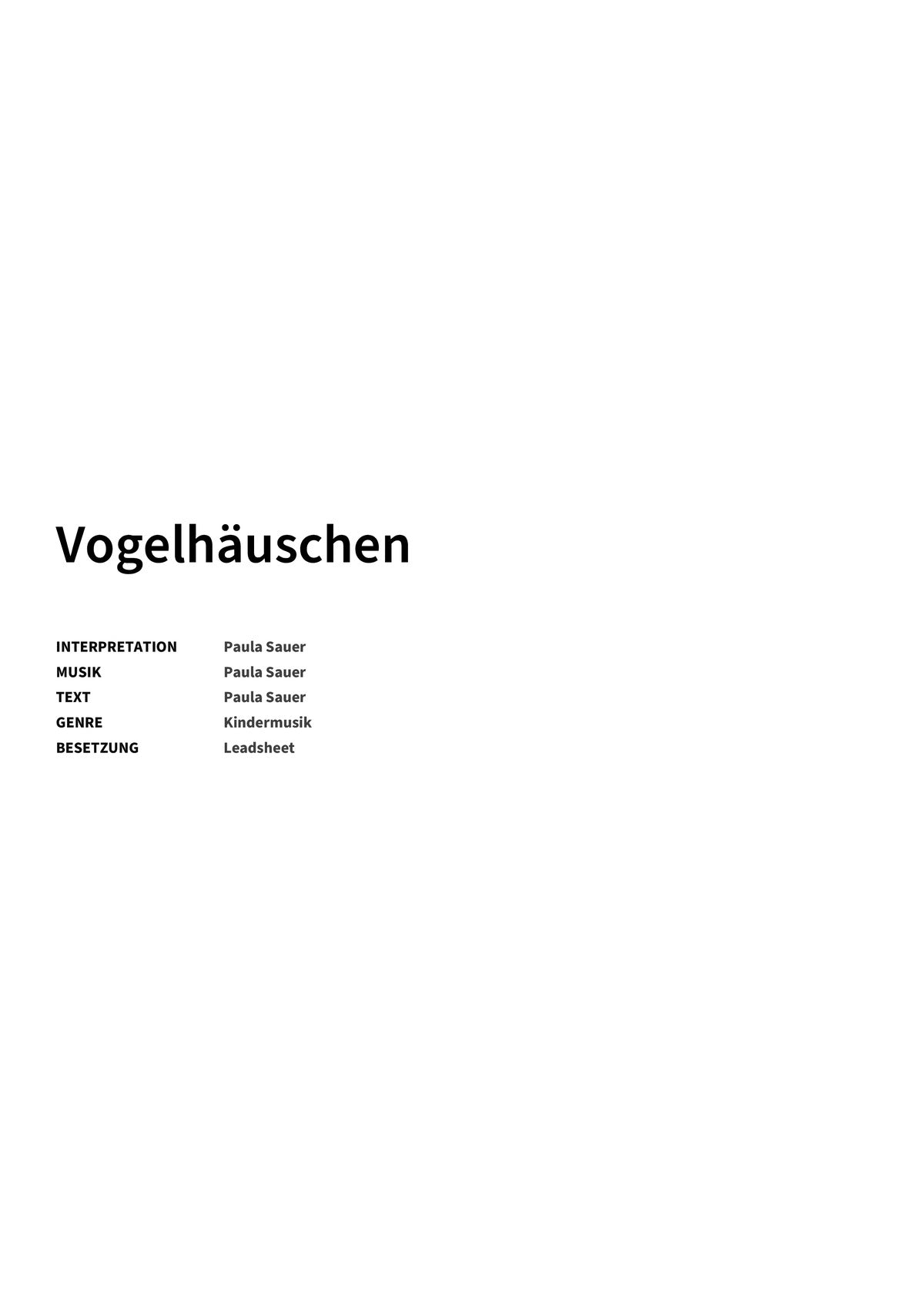 Vogelhäuschen - Title Page