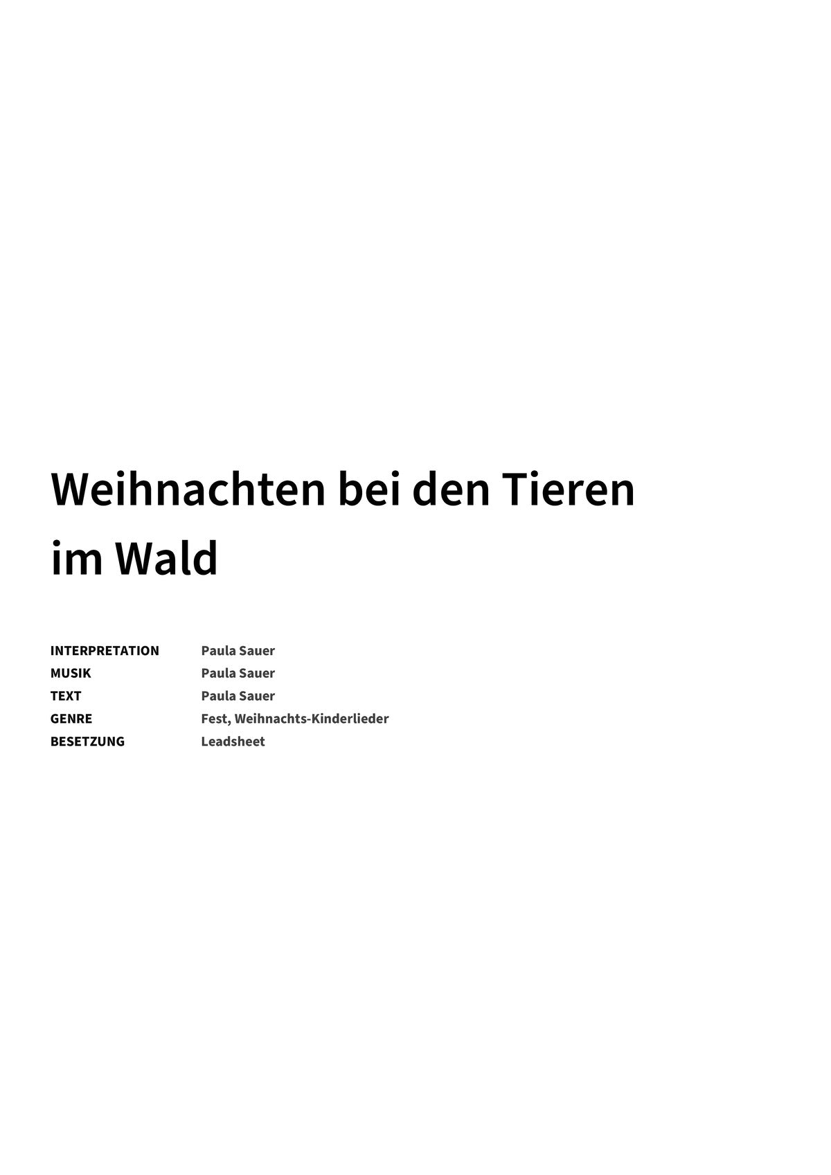 Weihnachten bei den Tieren im Wald - Title Page