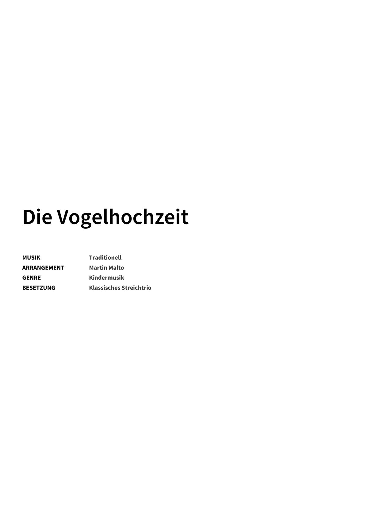 Die Vogelhochzeit - Title Page