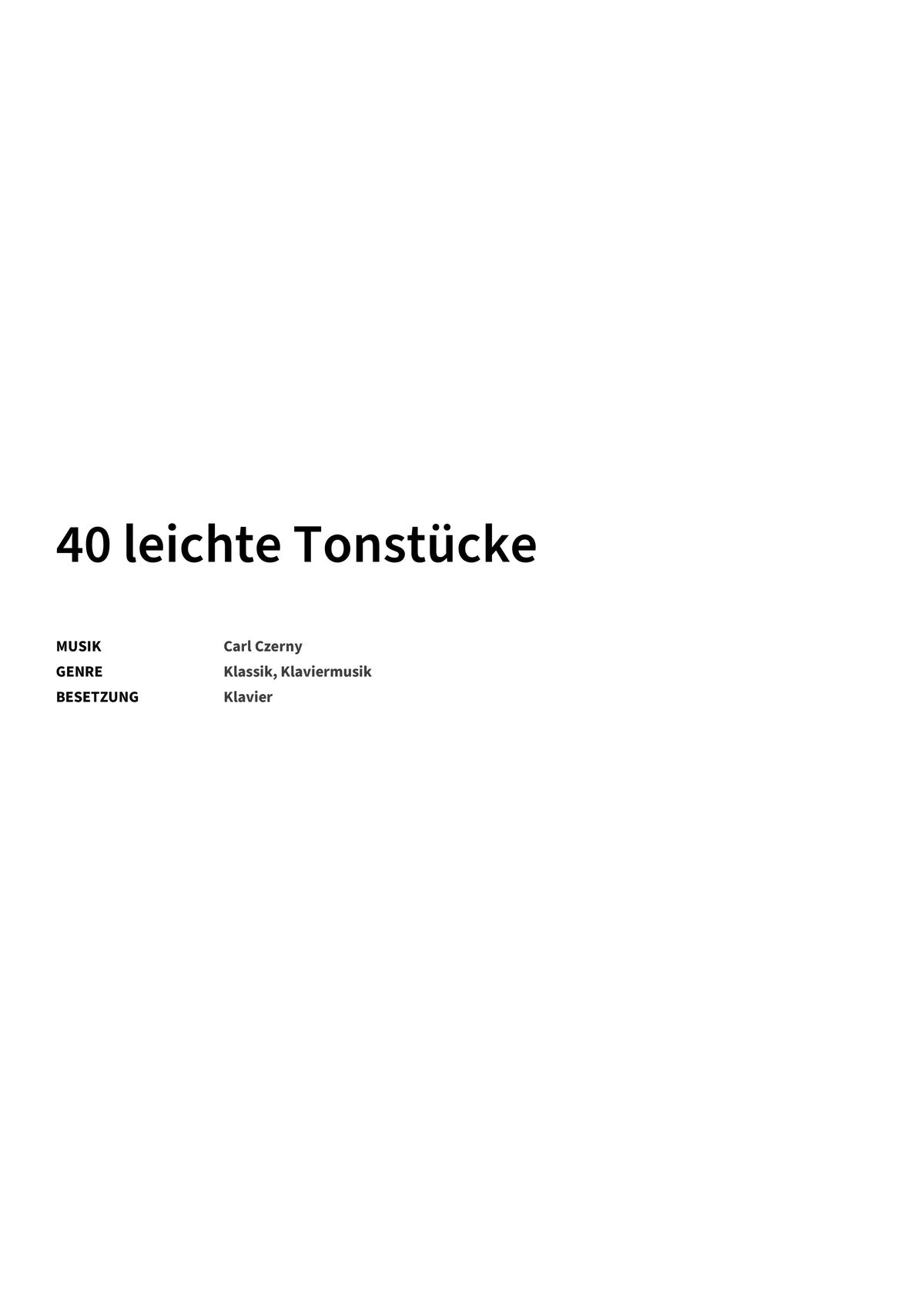 40 leichte Tonstücke op. 803 - Title Page
