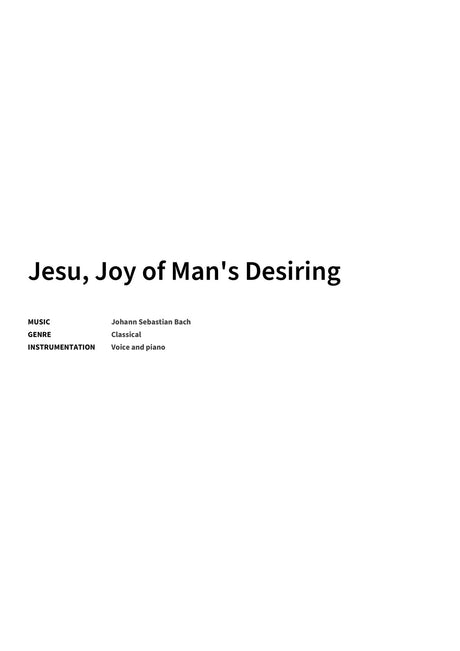 Jesu, Joy of Man's Desiring - Title Page