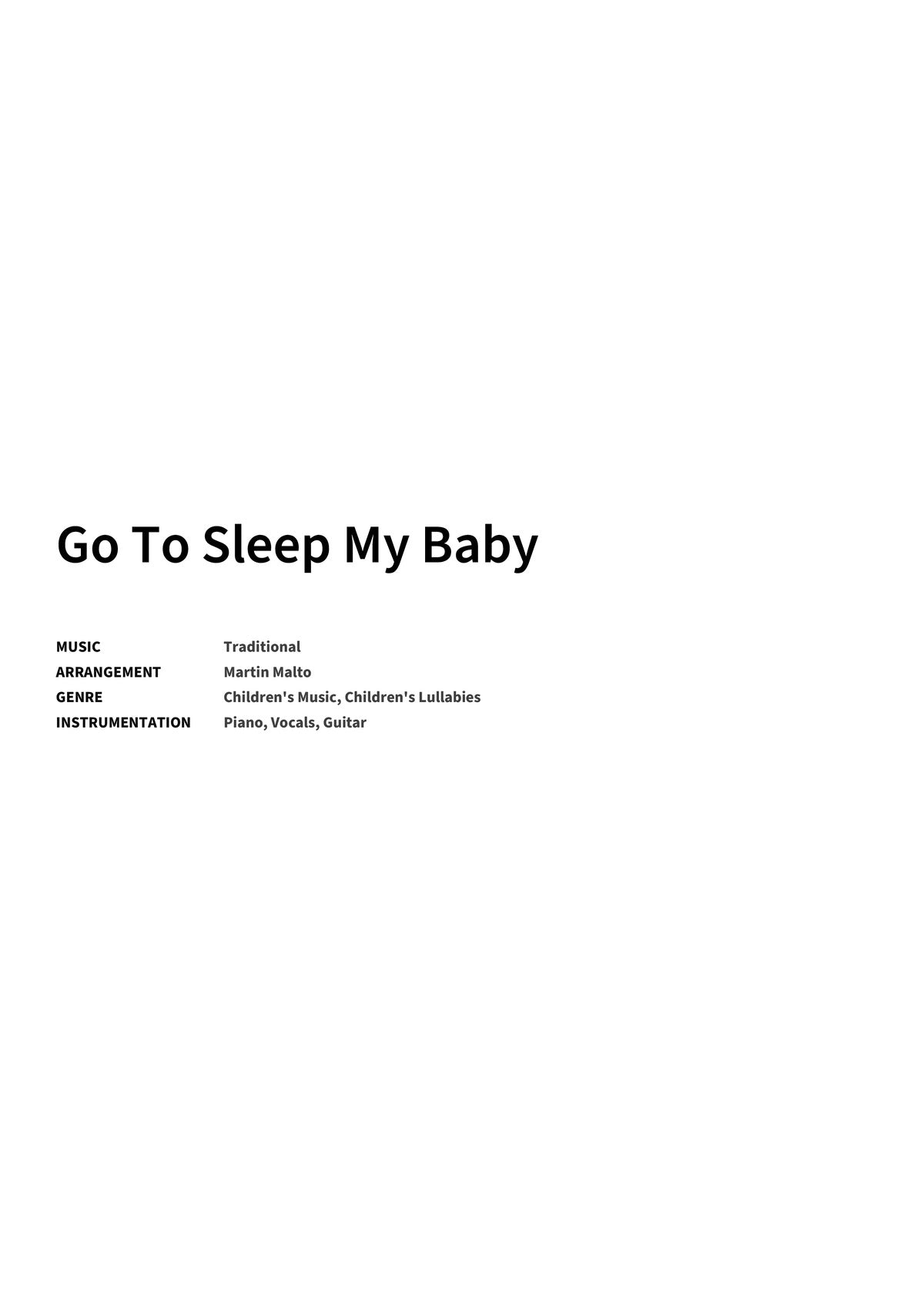 Go To Sleep My Baby - Title Page