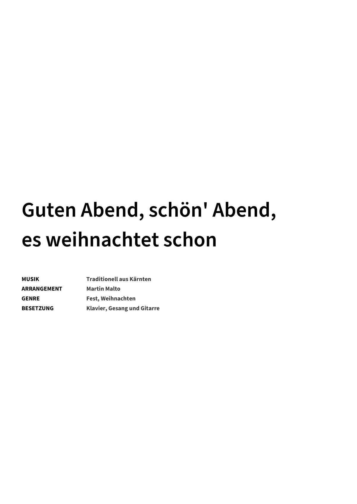 Guten Abend, schön' Abend, es weihnachtet schon - Title Page