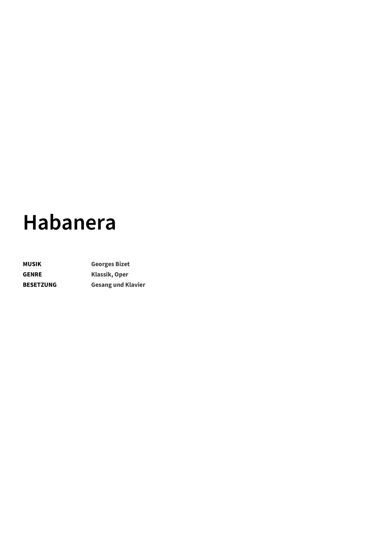 Habanera - Title Page