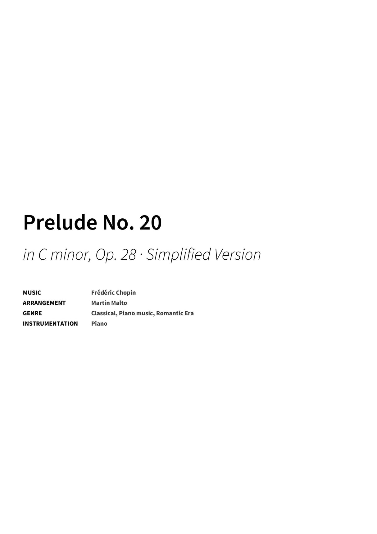 Prelude No. 20 - Title Page