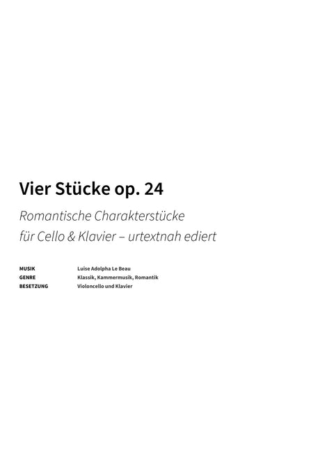 Vier Stücke op. 24 - Title Page