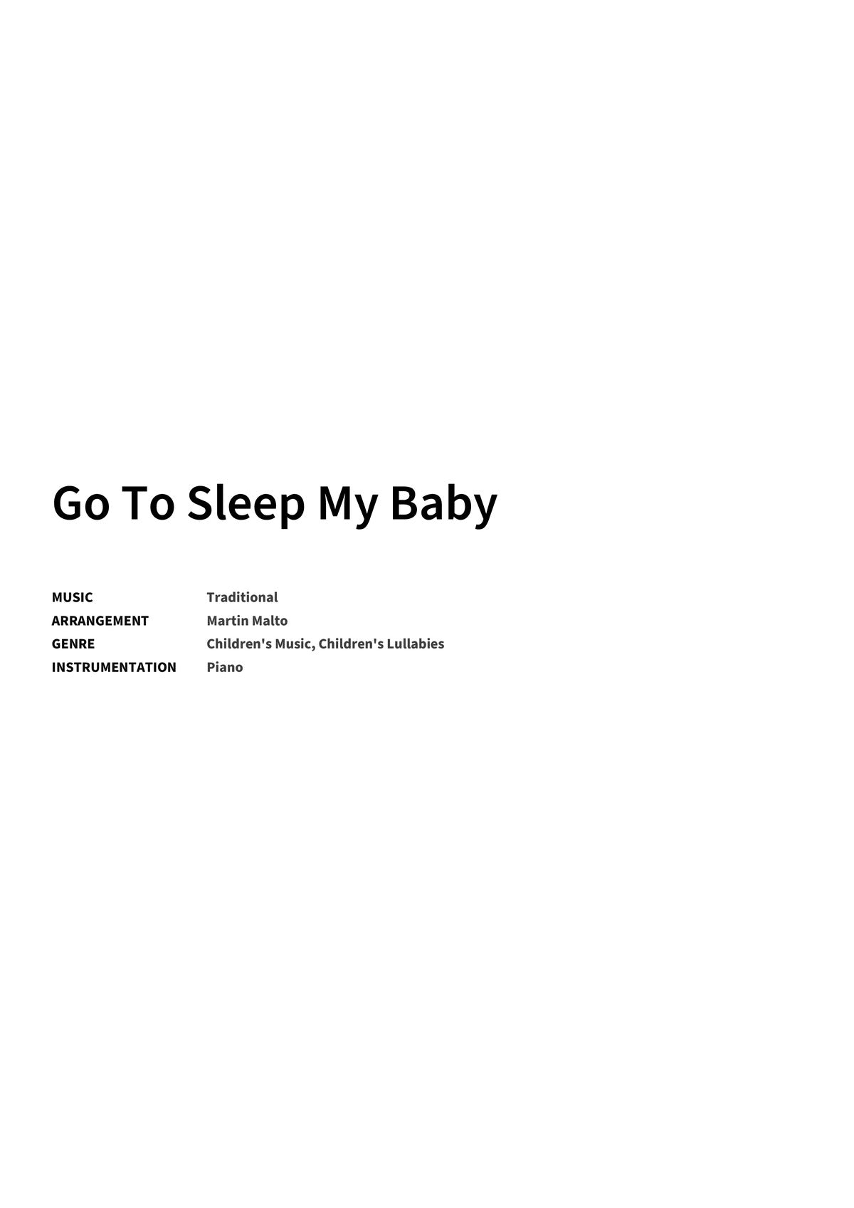 Go To Sleep My Baby - Title Page