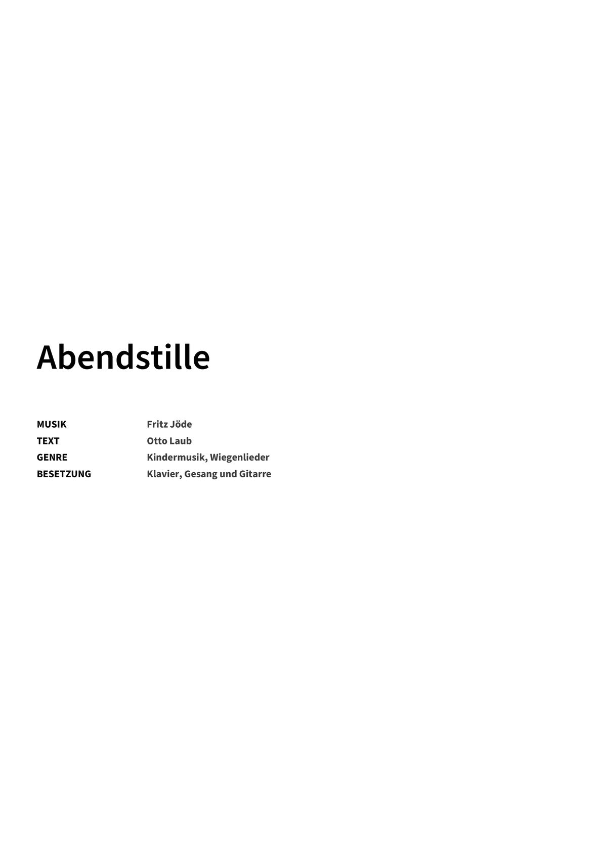Abendstille - Title Page
