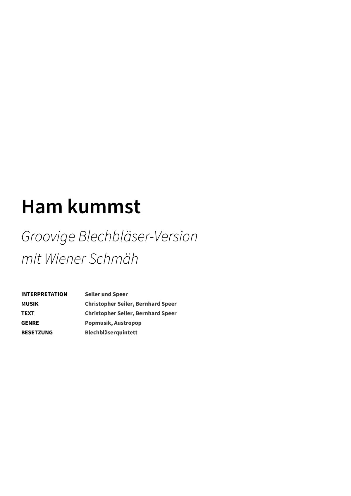 Ham kummst - Title Page