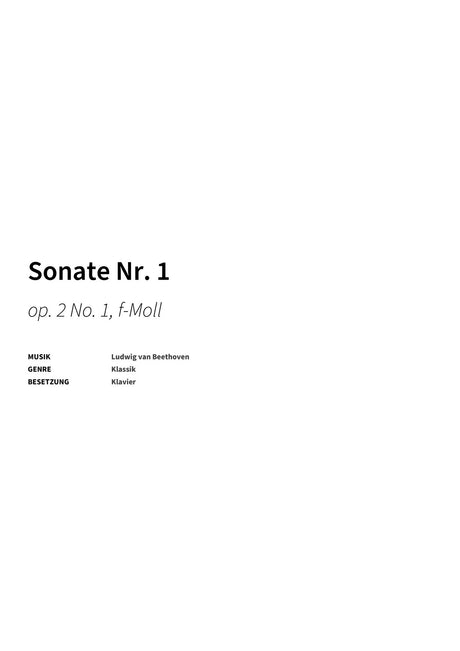 Sonate Nr. 1 - Title Page