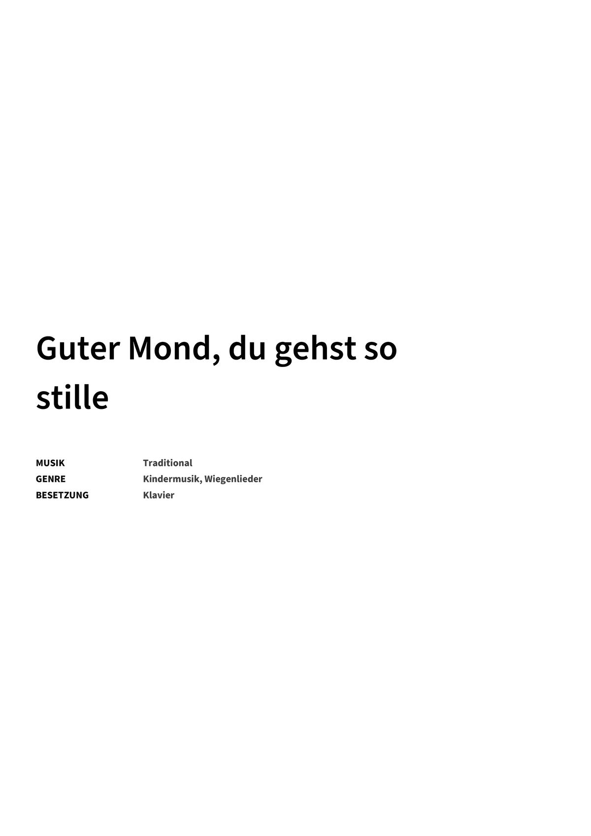 Guter Mond, du gehst so stille - Title Page