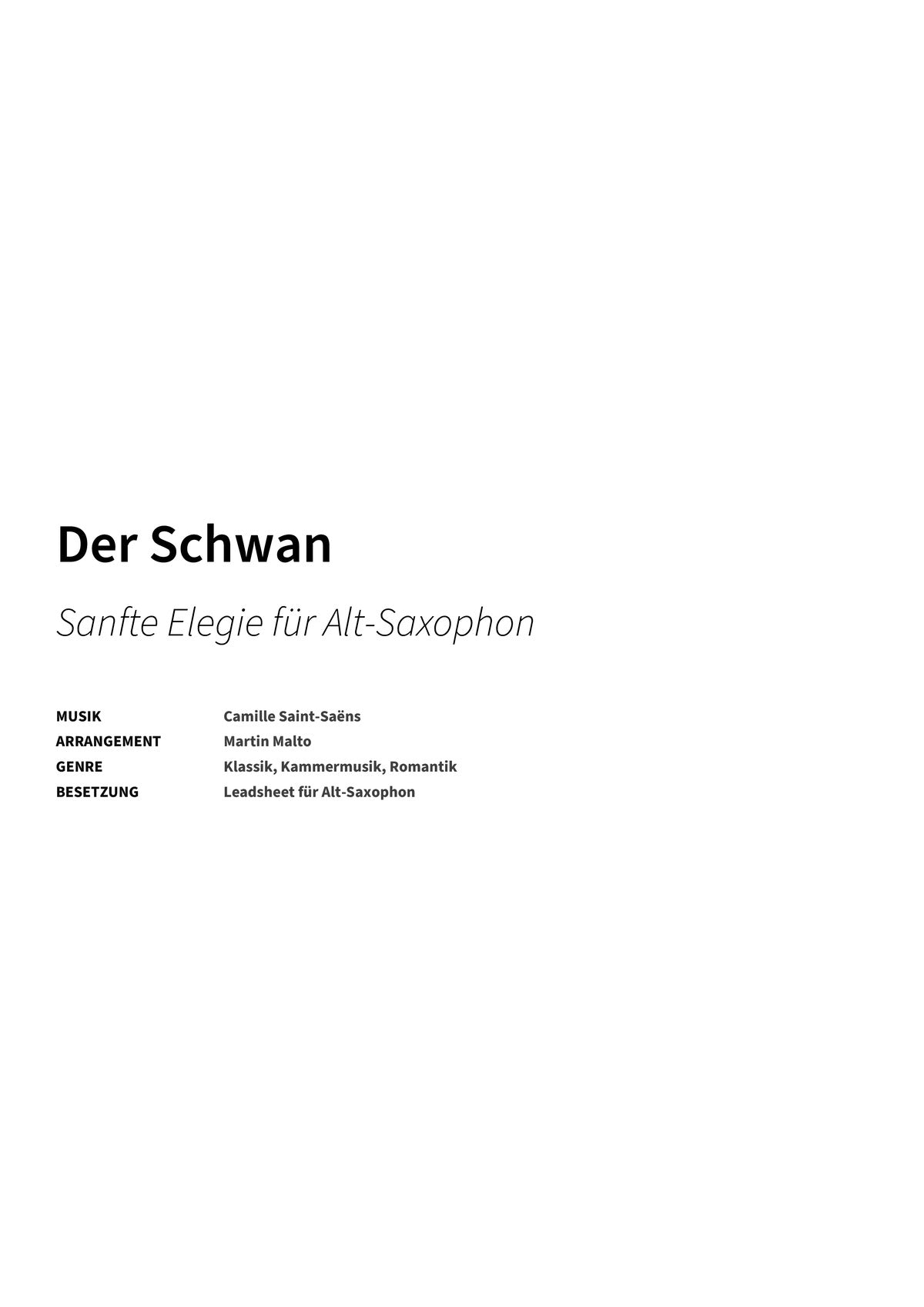 Der Schwan - Title Page