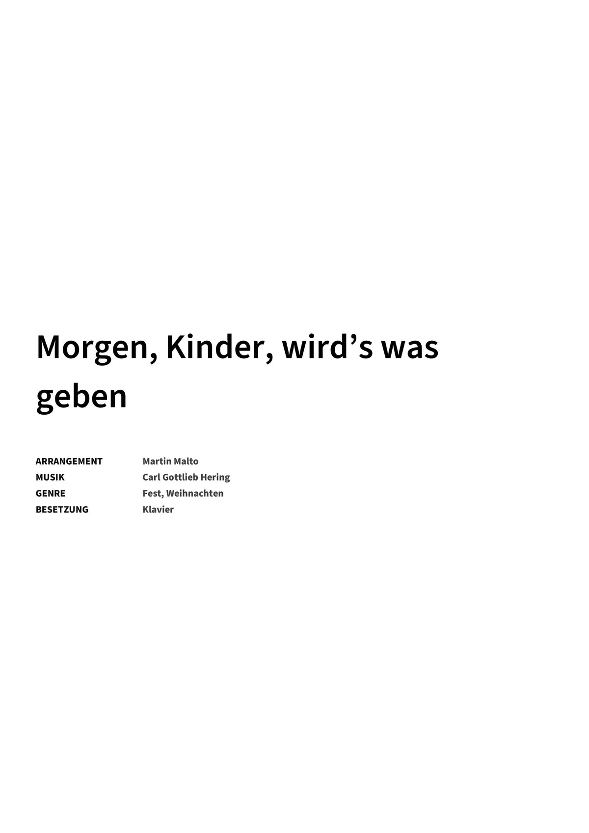 Morgen, Kinder, wird’s was geben - Title Page