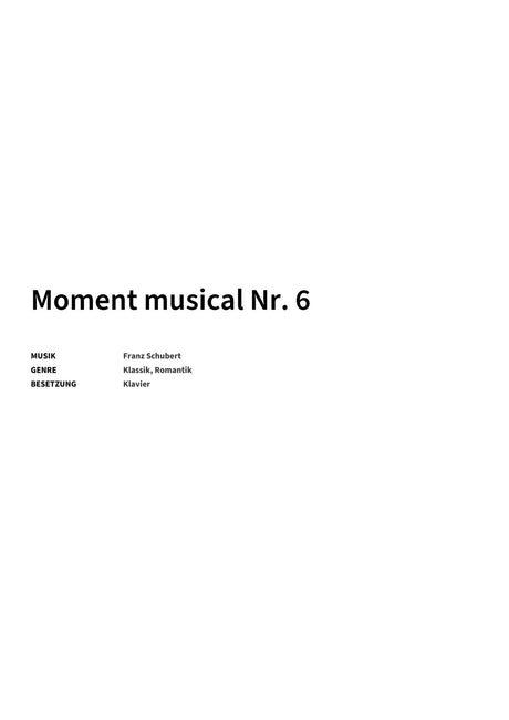 Moment musical Nr. 6 - Title Page