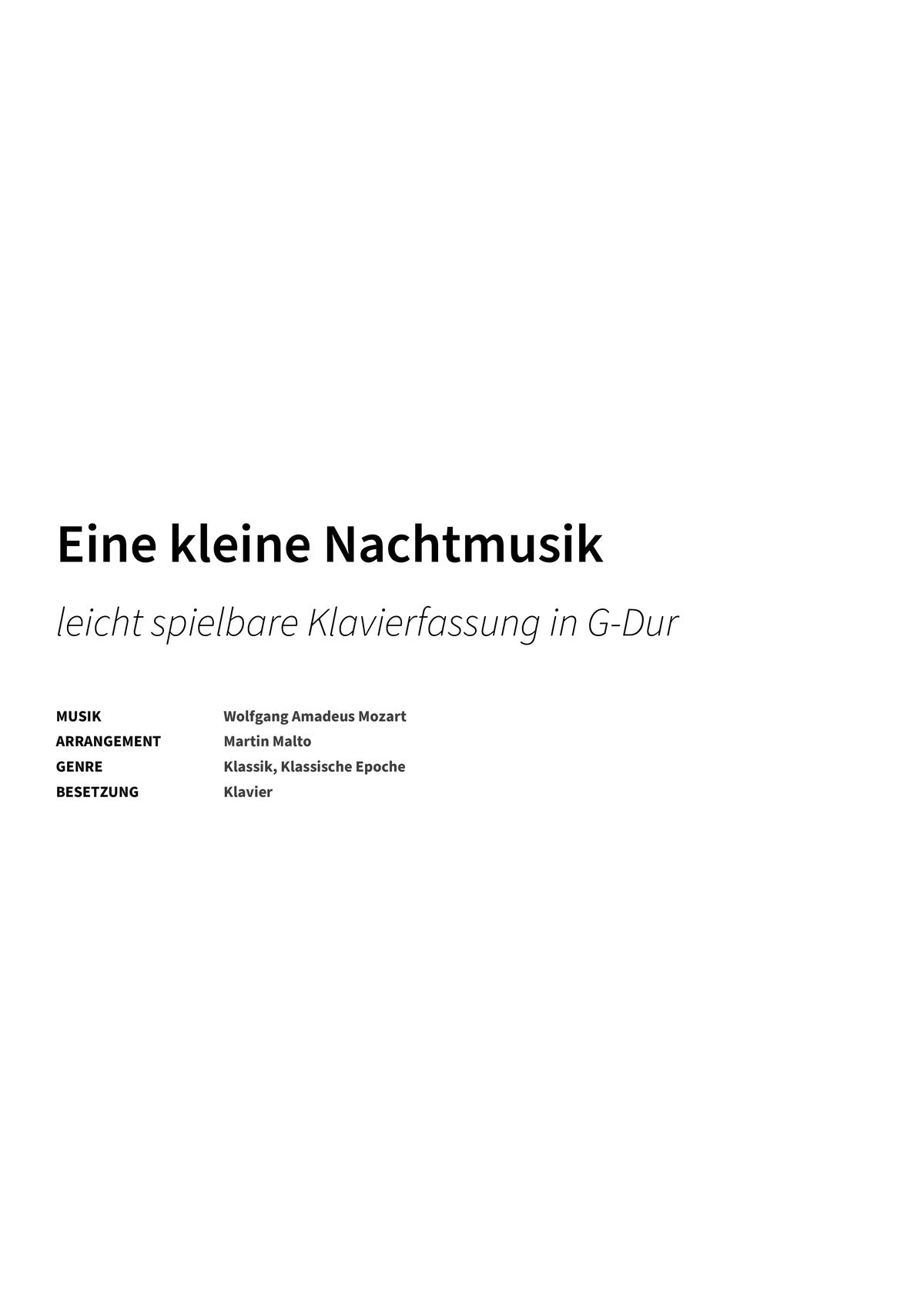Eine kleine Nachtmusik - Title Page