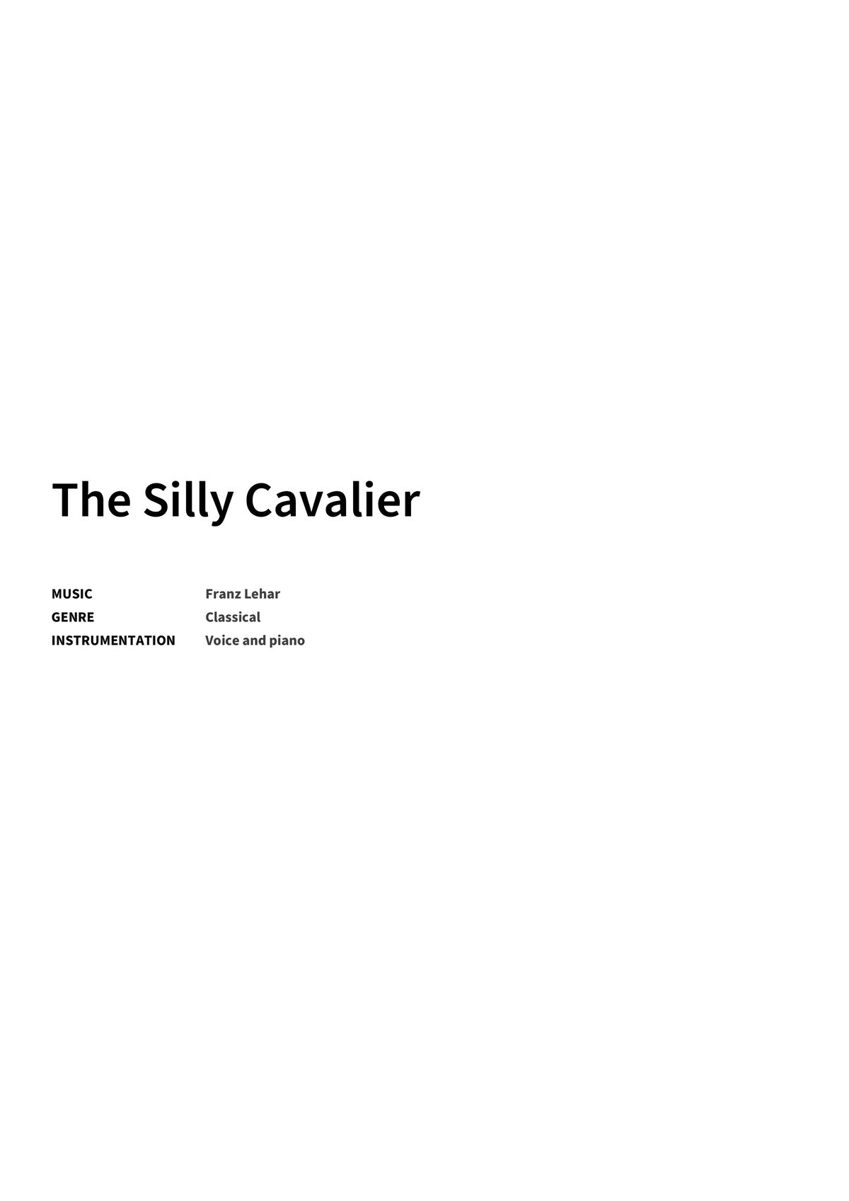 The Silly Cavalier - Title Page