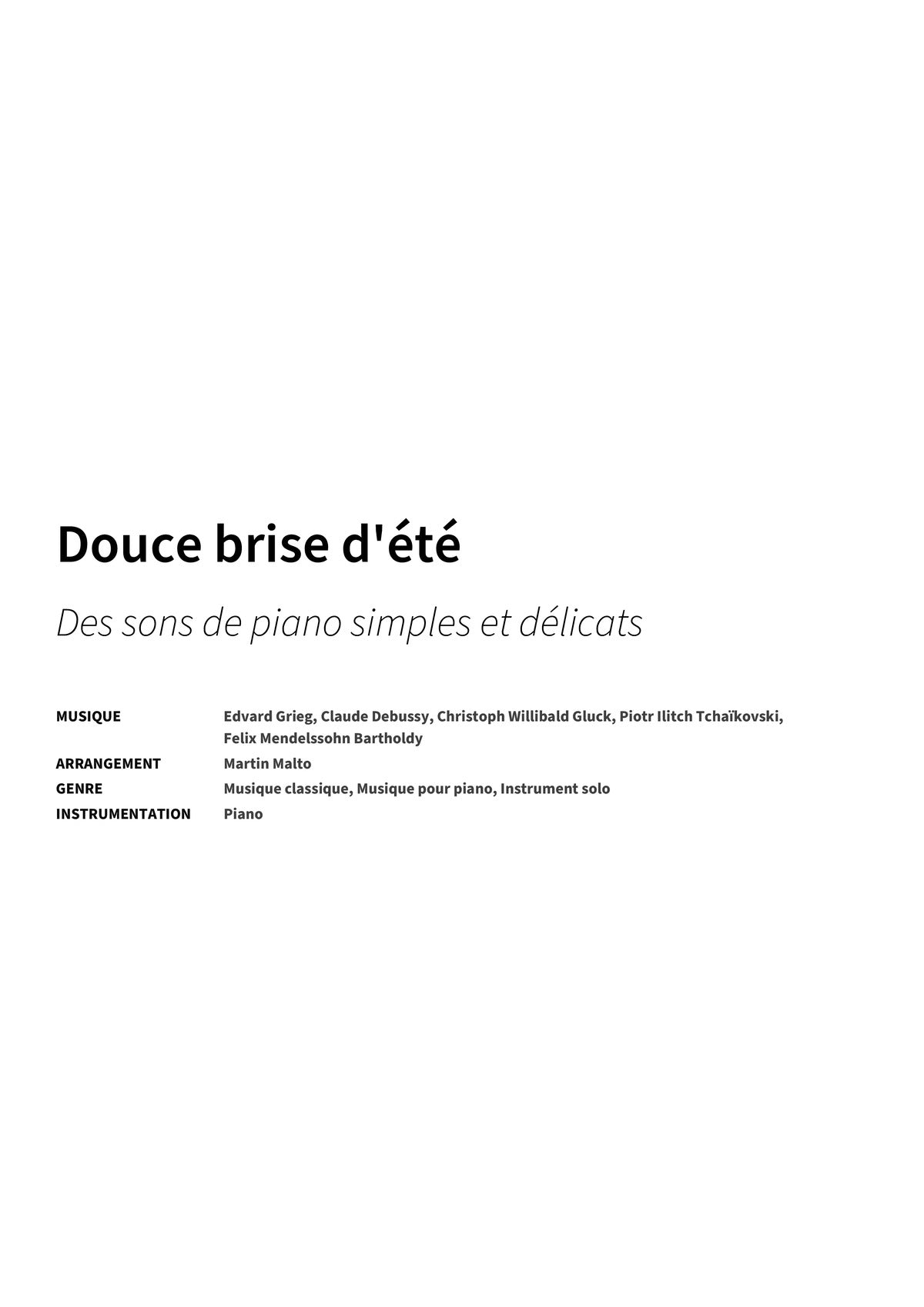 Douce brise d'été - Title Page