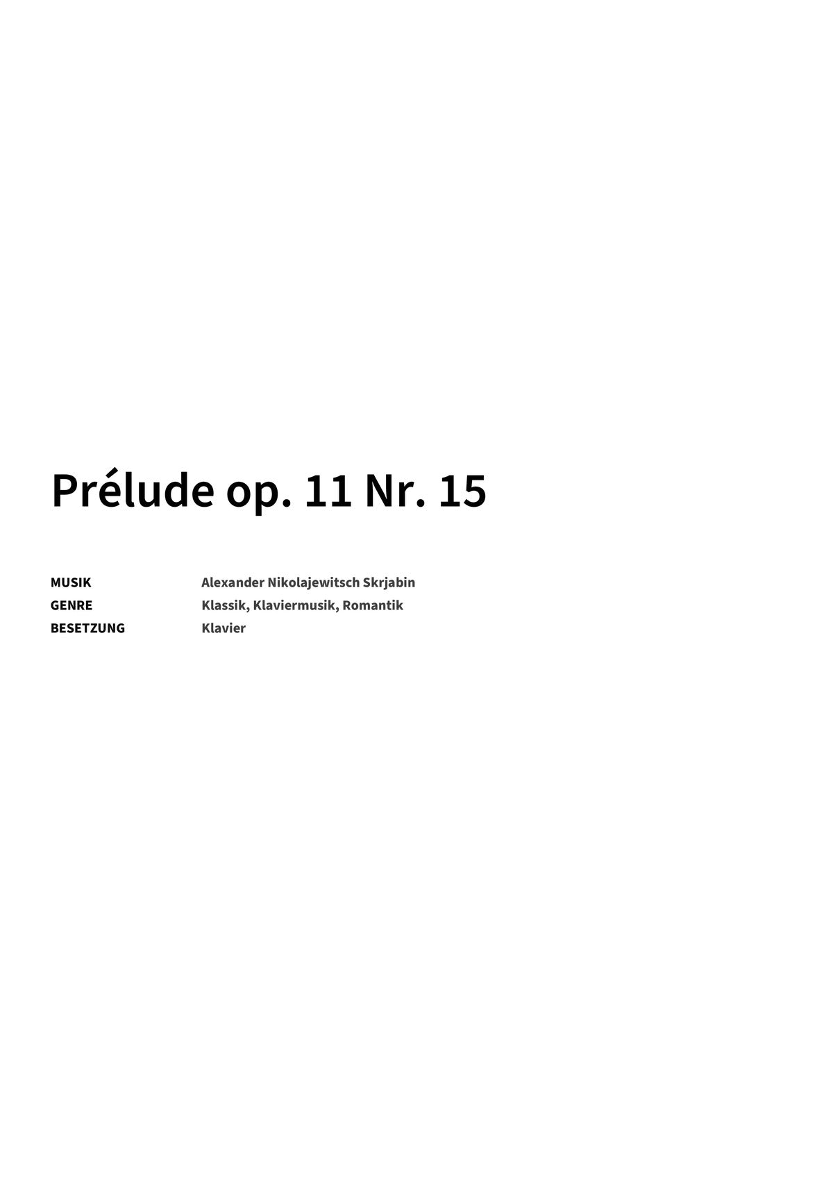Prélude op. 11 Nr. 15 - Title Page