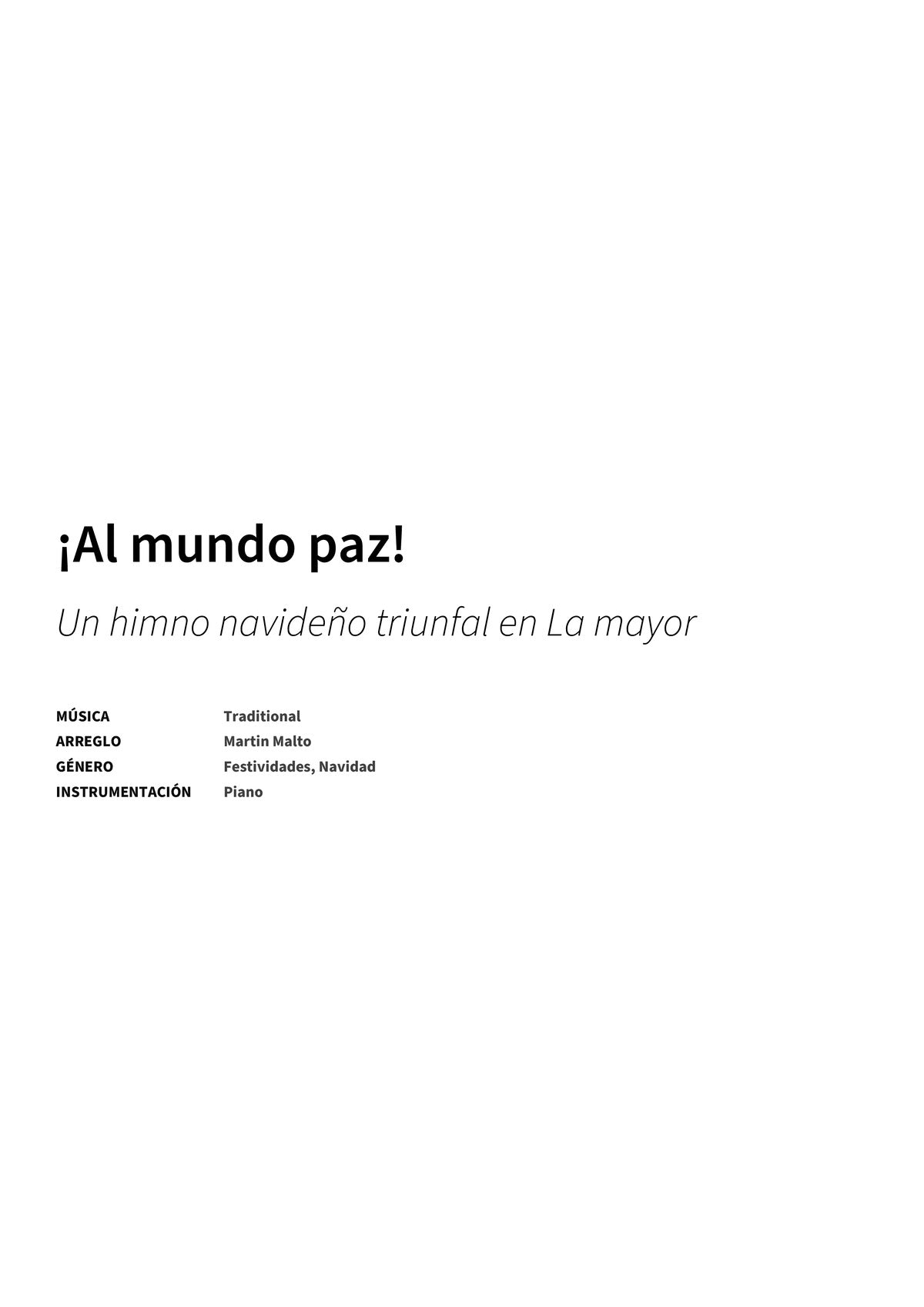 ¡Al mundo paz! - Title Page