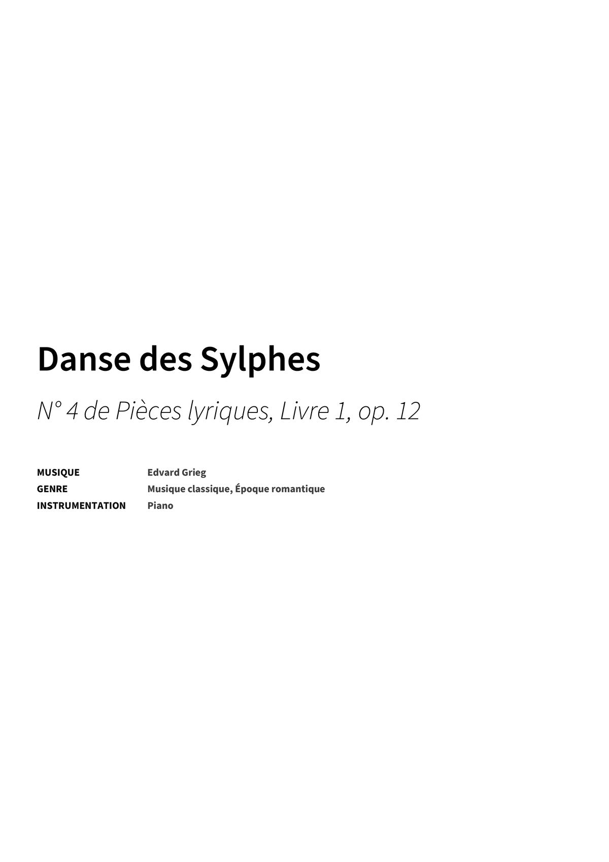 Danse des Sylphes - Title Page