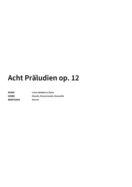 Acht Präludien op. 12 - Title Page